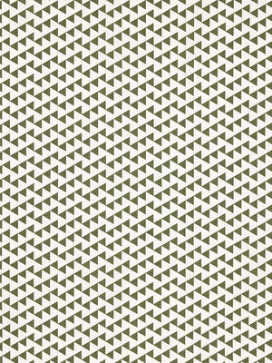 Bunting Geometric Pattern Cotton Linen Fabric in Dark Olive Green