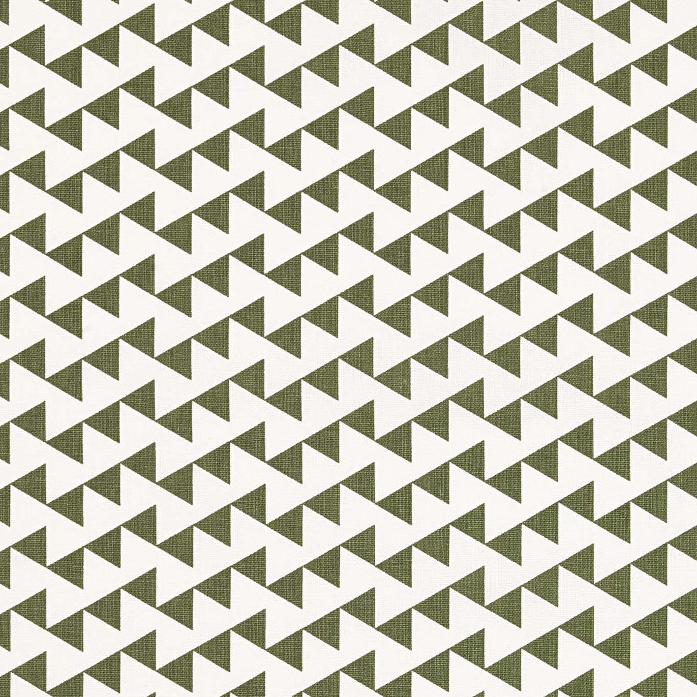 Bunting Geometric Pattern Cotton Linen Fabric in Dark Olive Green