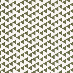 Bunting Geometric Pattern Cotton Linen Fabric in Dark Olive Green