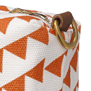 Bunting Geometric Pattern Cotton Canvas Wash, Toiletry, Cosmetic, Shaving Travel Bag (kit) - Pumpkin Orange Ships from canada (USA)