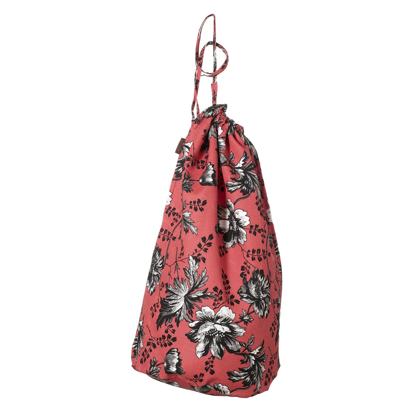 Corsica Floral Cotton Linen Laundry & Storage Bag in Geranium Red