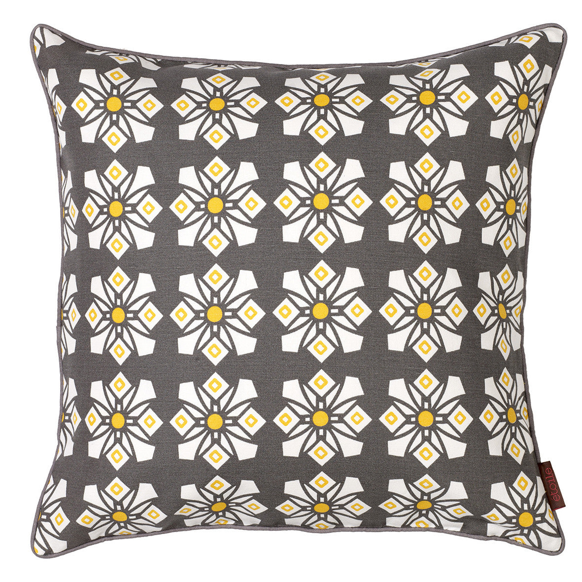 Dorothy Geometric Pattern Cotton Linen Decorative Throw Pillow in Stone Grey 45x45cm (18x18")
