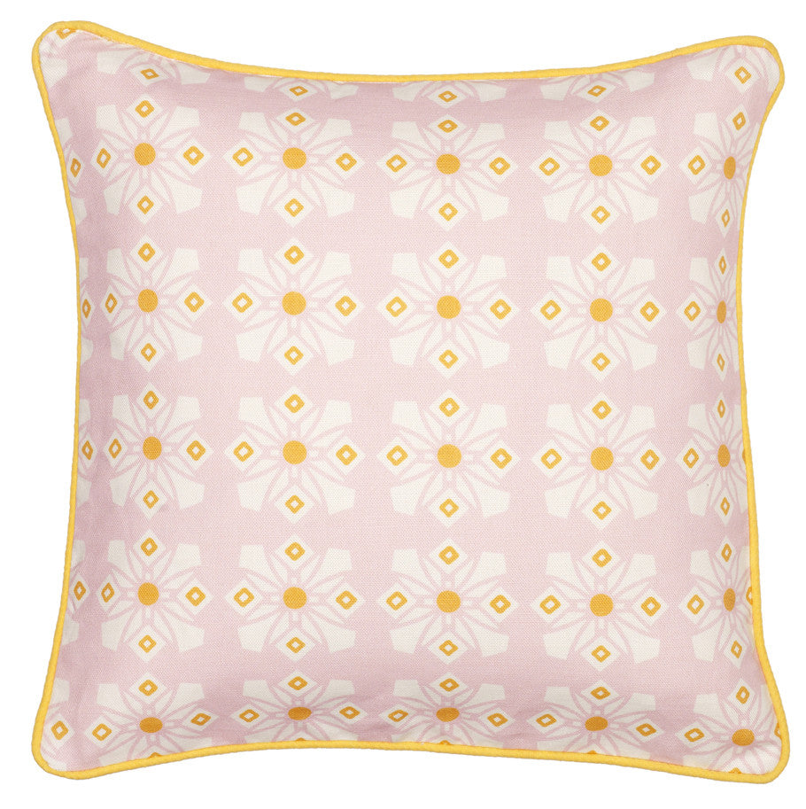 Dorothy Geometric Pattern Cushion in Light Tea Rose Pink 45x45cm