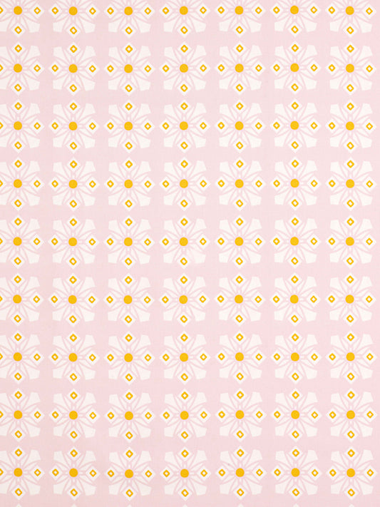 Dorothy Geometric Pattern Cotton Linen Fabric by the Meter in Light Tea Rose Pink