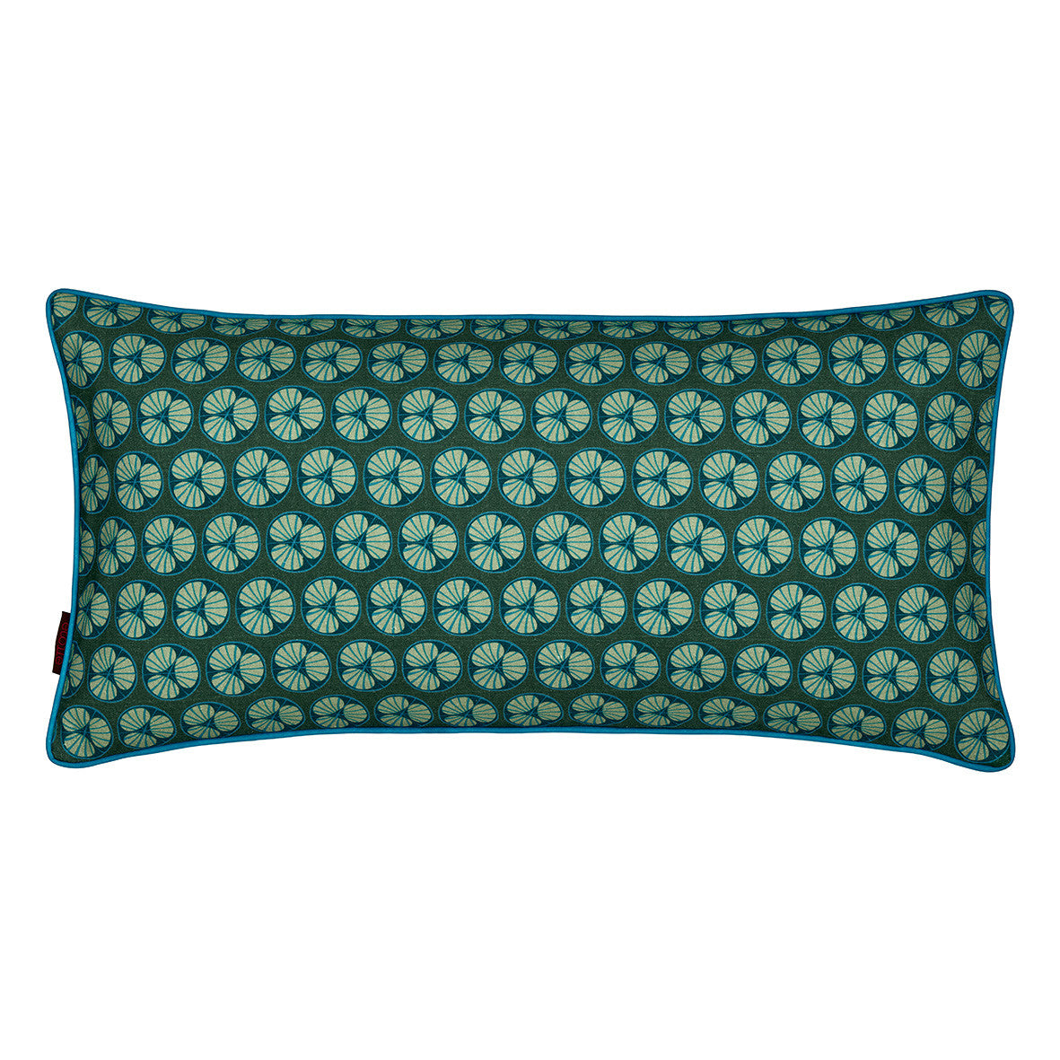 Graphic Fruit Cross Section Pattern Linen Union Printed Decorative Throw Pillow in Dark Moss Green 12x24" 30x60cm