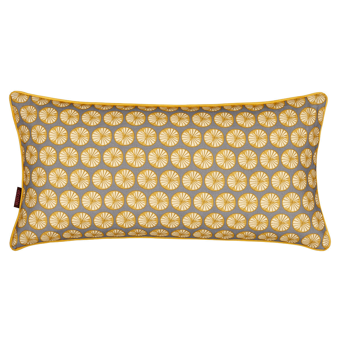 Graphic Fruit Cross Section Pattern Linen Union Printed Decorative Throw Pillow in Light Dove Grey and Saffron Yellow 12x24" 30x60cm