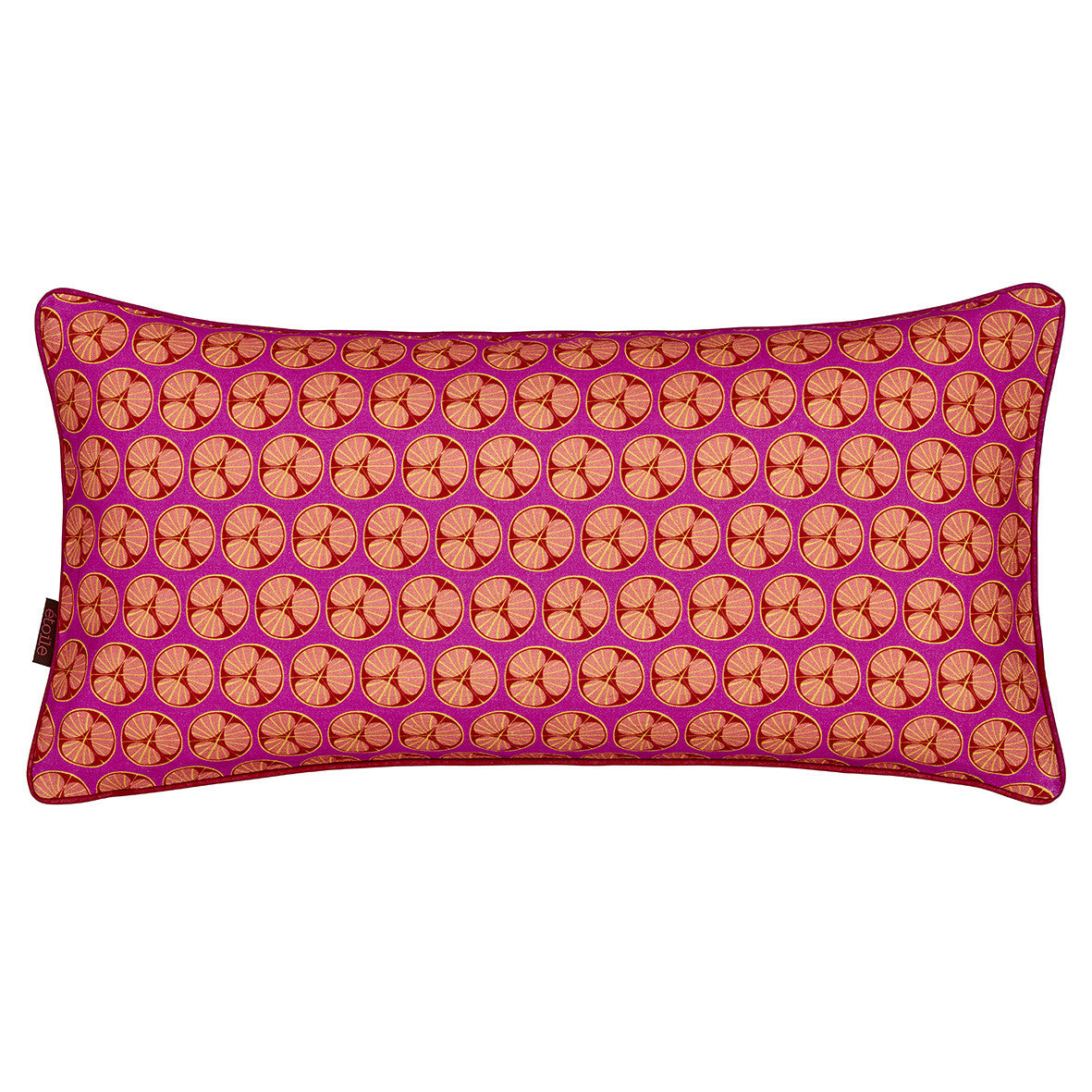 Graphic Fruit Cross Section Pattern Linen Union Printed Decorative Throw Pillow in Fuchsia Pink 12x24" 30x60cm