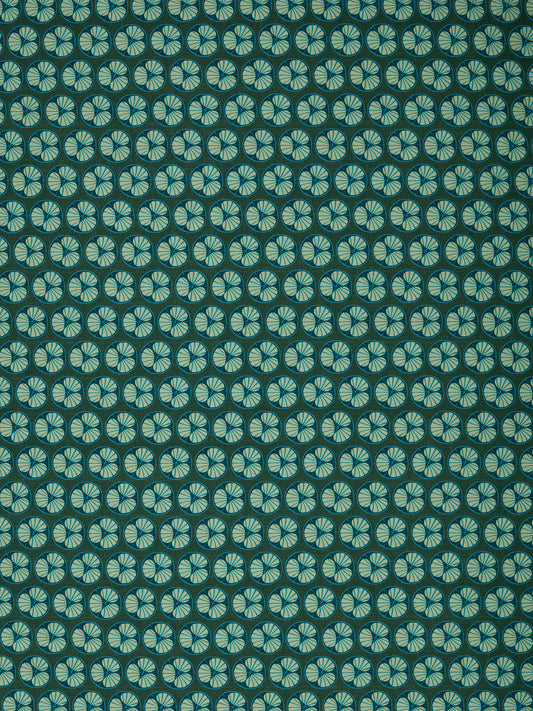 Graphic Cross Section of Fruit Pattern Printed Linen Cotton Canvas Fabric in Dark Moss Green