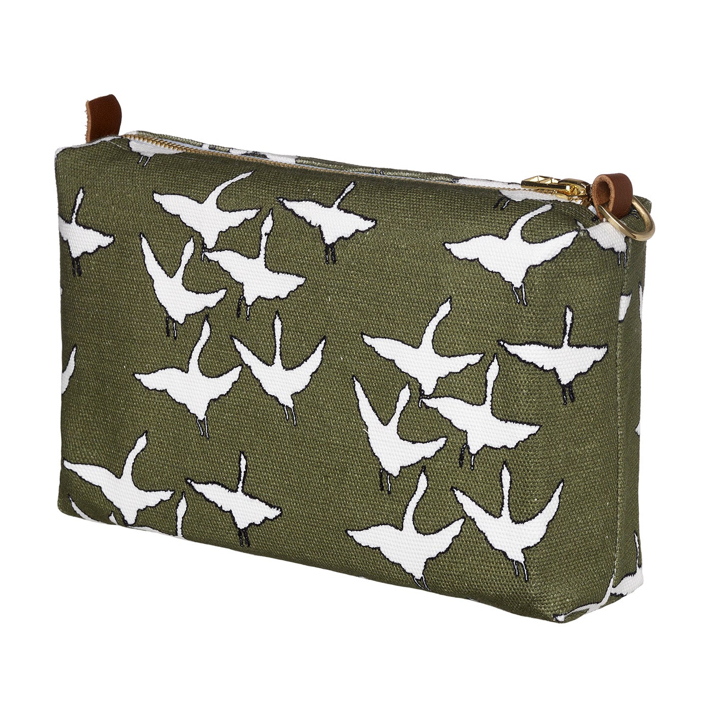 Geese Bird Pattern Canvas Wash toiletry travel Bag in Olive Green Perfect for all your cosmetics, wash or shaving kit. Ships from Canada (USA)