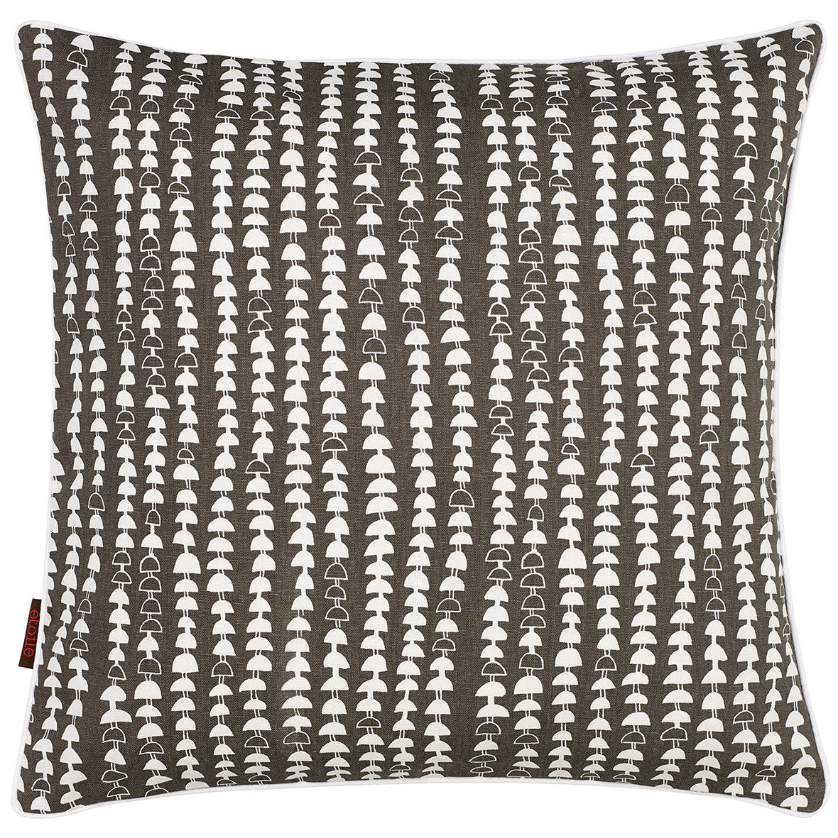 Hopi Graphic Patterned Linen Cotton Throw Pillow Cushion in Stone Grey Canada Usa