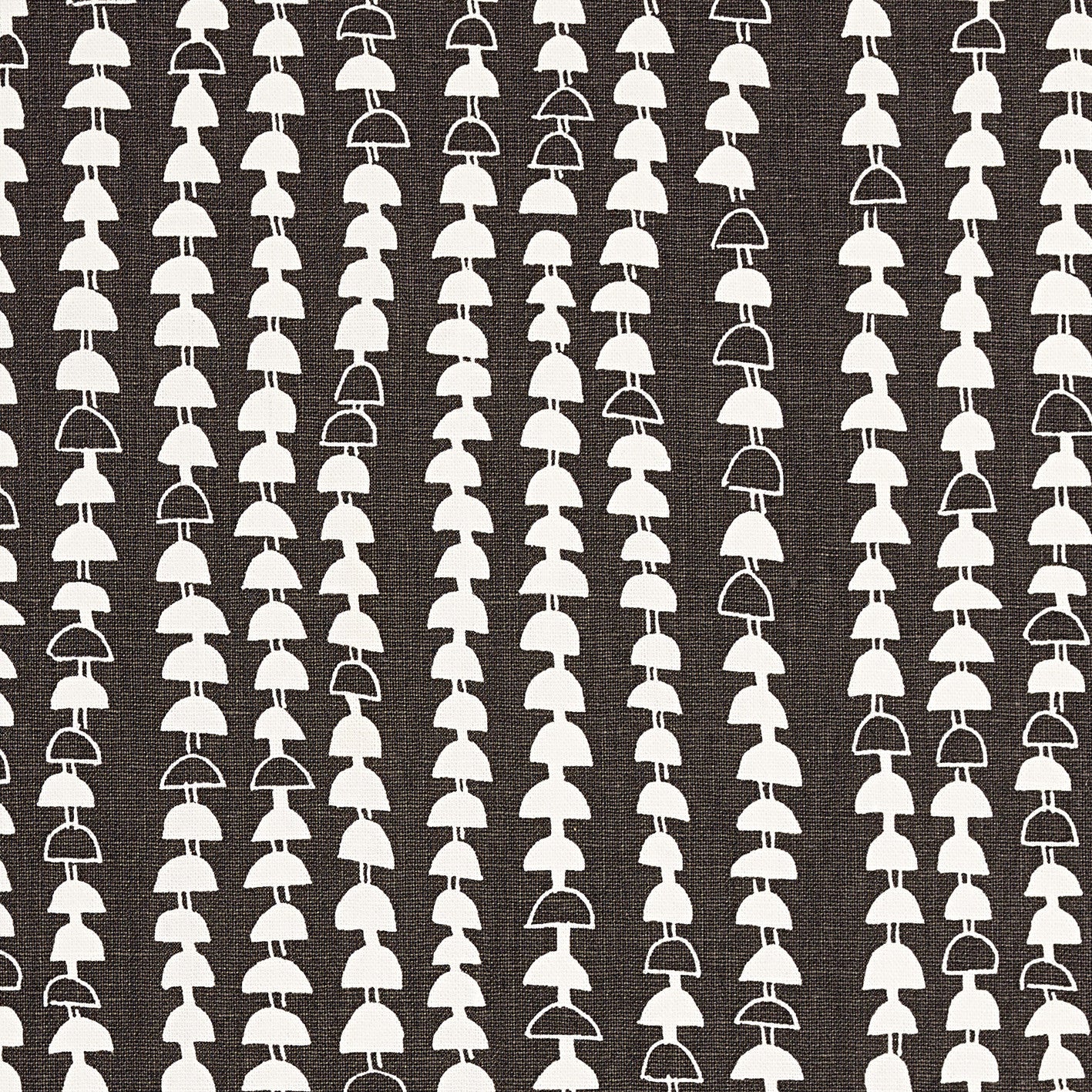 Hopi Graphic Strung Bead Pattern Linen Cotton Designer Home Decor Fabric for curtains, blinds, upholstery in Dark Stone Grey (Brown) ships from Canada to USA