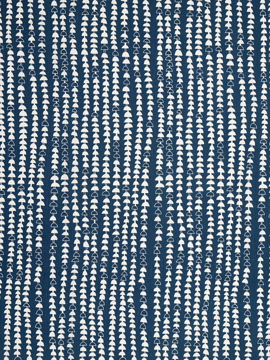 Hopi Graphic Strung Bead Pattern Linen Cotton Designer Home Decor Fabric for curtains, blinds, upholstery in Dark Petrol Blue Navy Canada USA