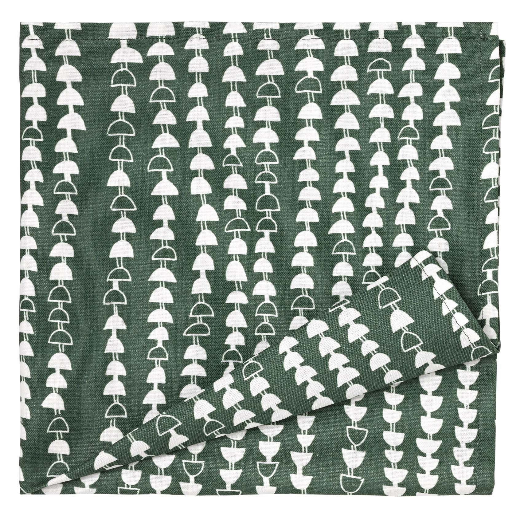 Hopi Patterned Cotton Linen Napkins in Dark Moss Green