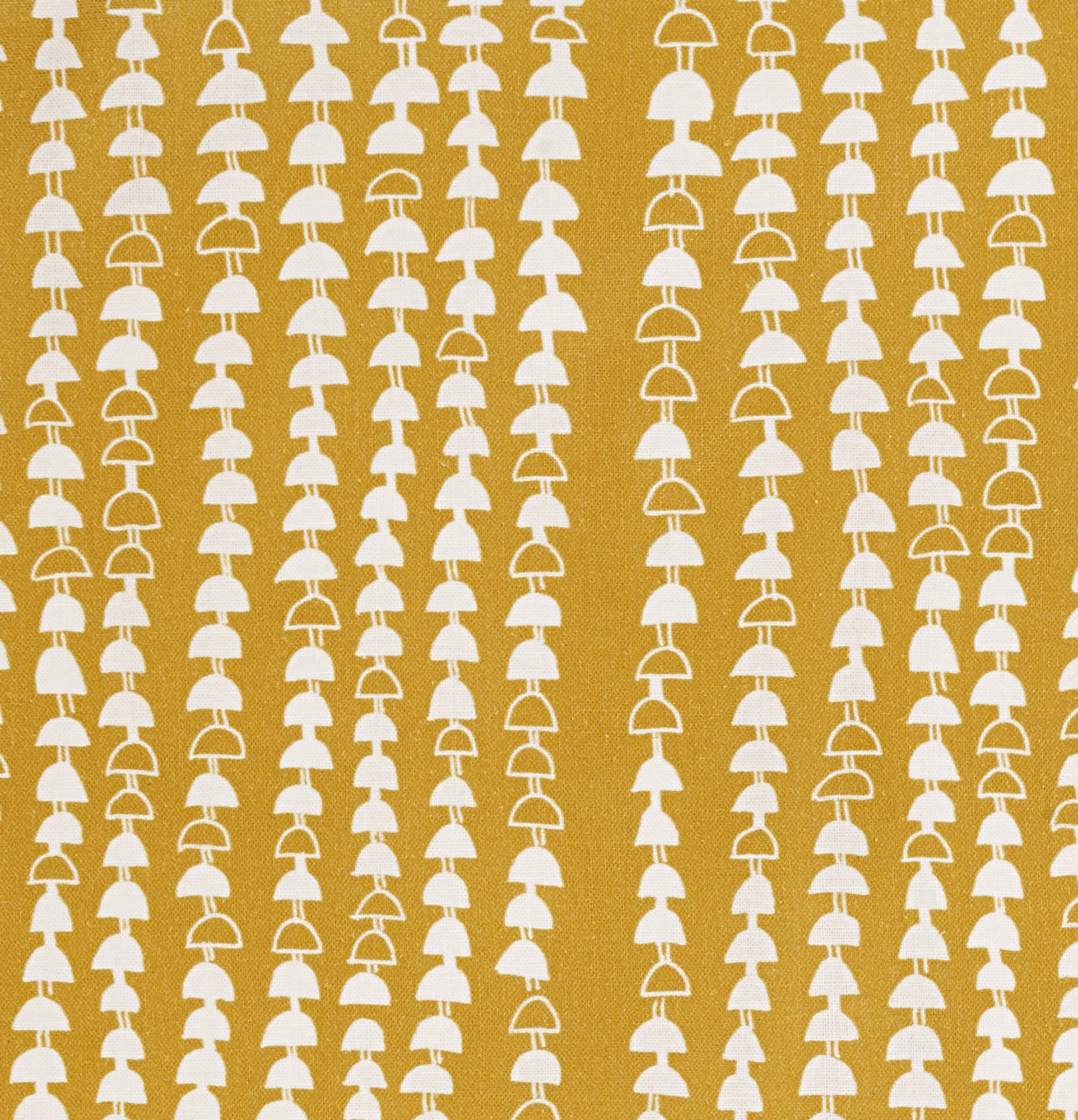 Hopi Graphic Strung Bead Pattern Linen Cotton Designer Home Decor Fabric for curtains, blinds, upholstery in Mustard Gold ships from Canada, USA