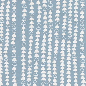 Hopi Graphic Strung Bead Pattern Linen Cotton Fabric in Light Chambray Blue
