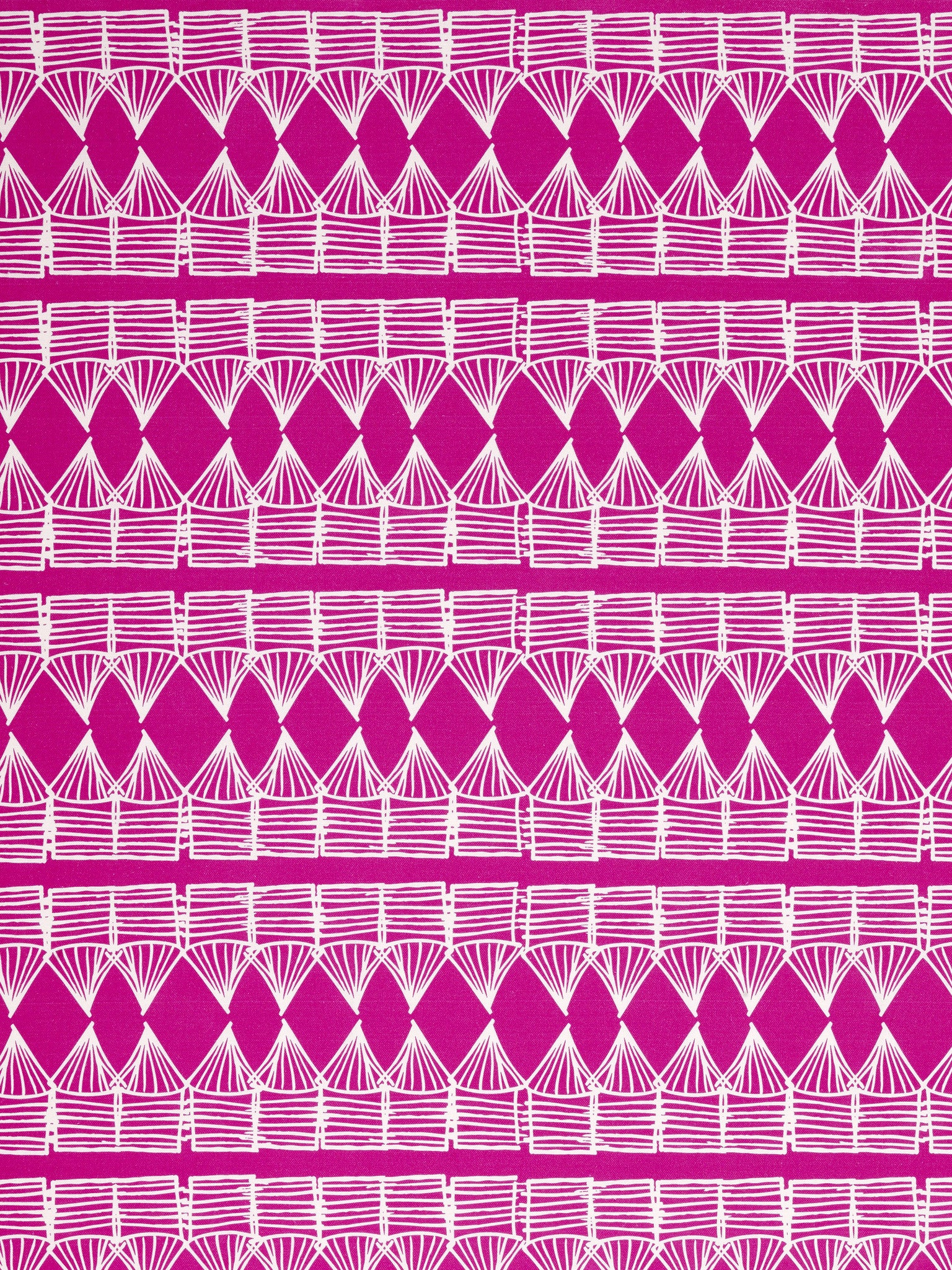 Tiki Huts Pattern Cotton Linen Home Decor Fabric by the meter or by the yard for curtains, blinds, upholstery in Bright Fuchsia Pink ships from Canada (USA)