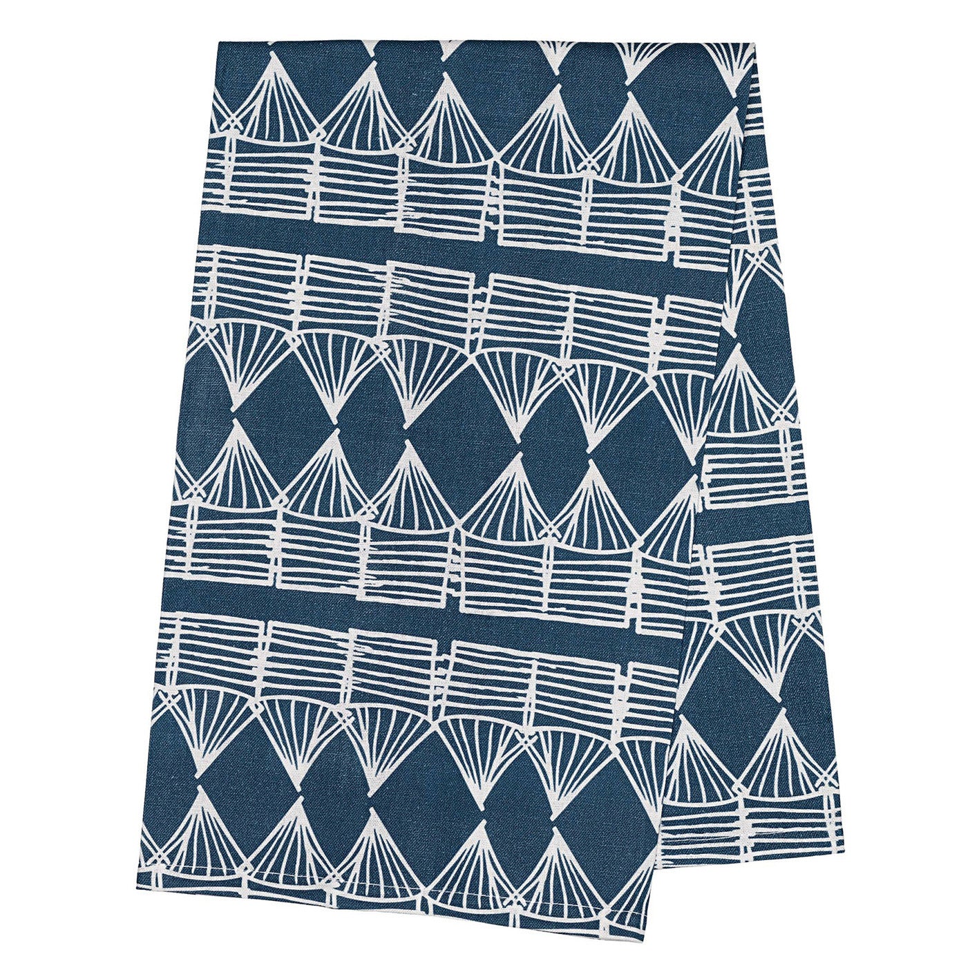 Huts Tea Towel - Petrol Blue