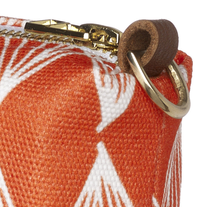 Tiki Huts Pattern Canvas Wash or toiletry travel Bag in Bright Pumpkin Orange Perfect for your beauty and cosmetic needs while travelling Ships from Canada (USA)