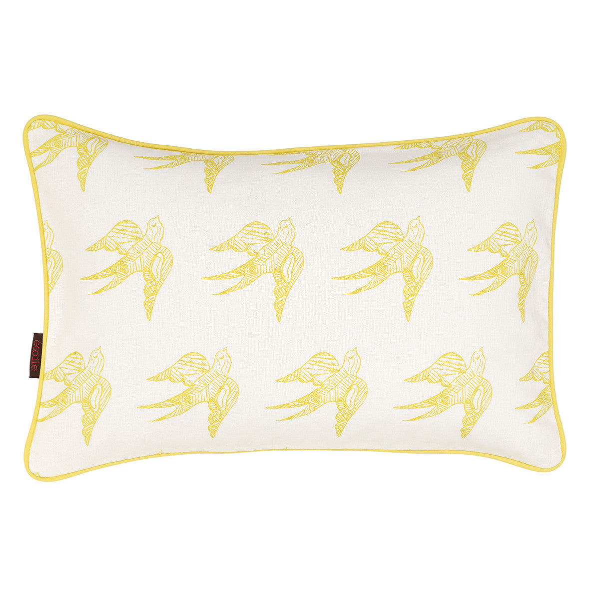 Katia Swallow Bird Pattern Rectangle Cushion in Maize Yellow 31x46cm