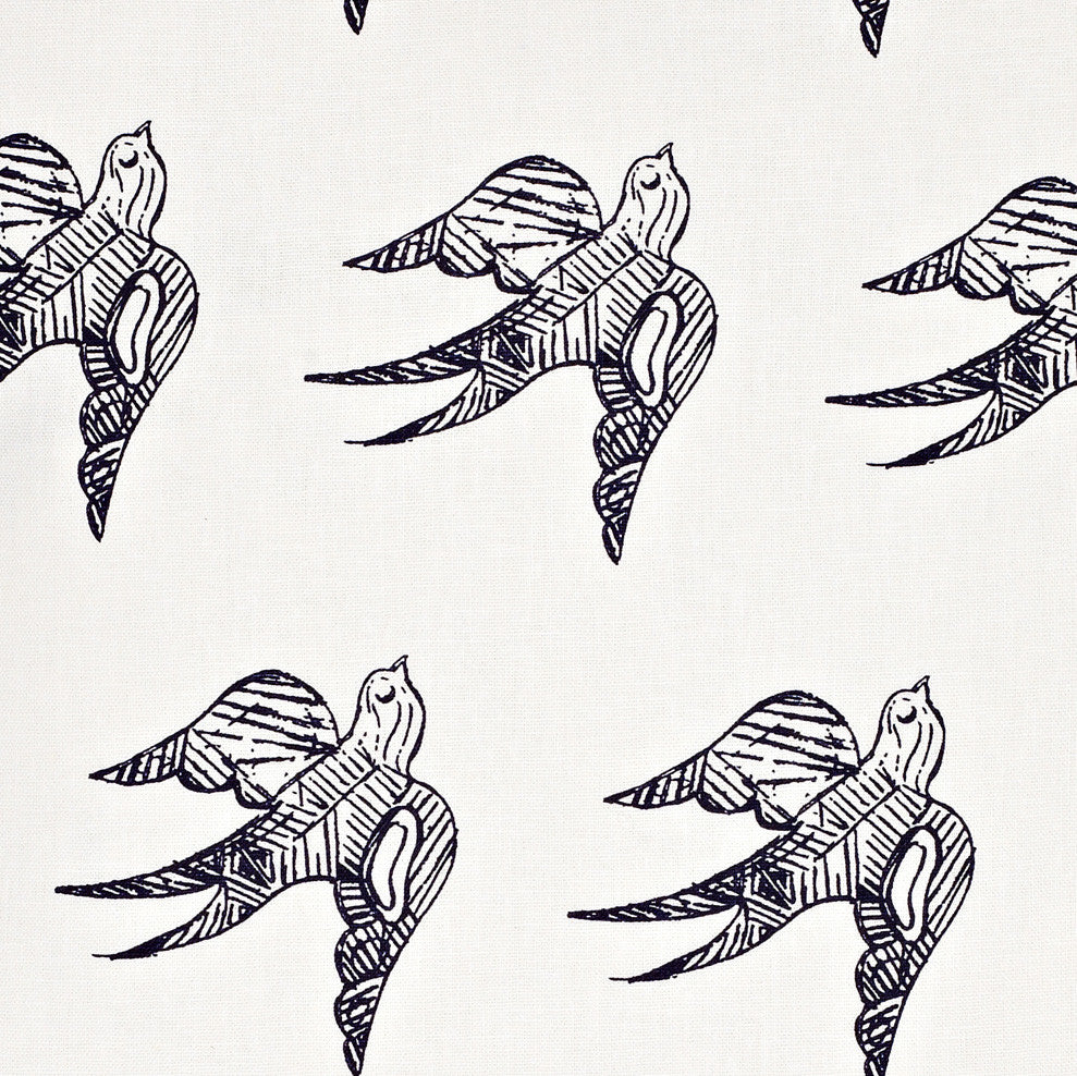 Katia Swallow Bird Pattern Linen Cotton Home Decor Fabric by the Meter or by the yard in Aubergine Purple for curtains, blinds, upholstery ships form Canada (USA)