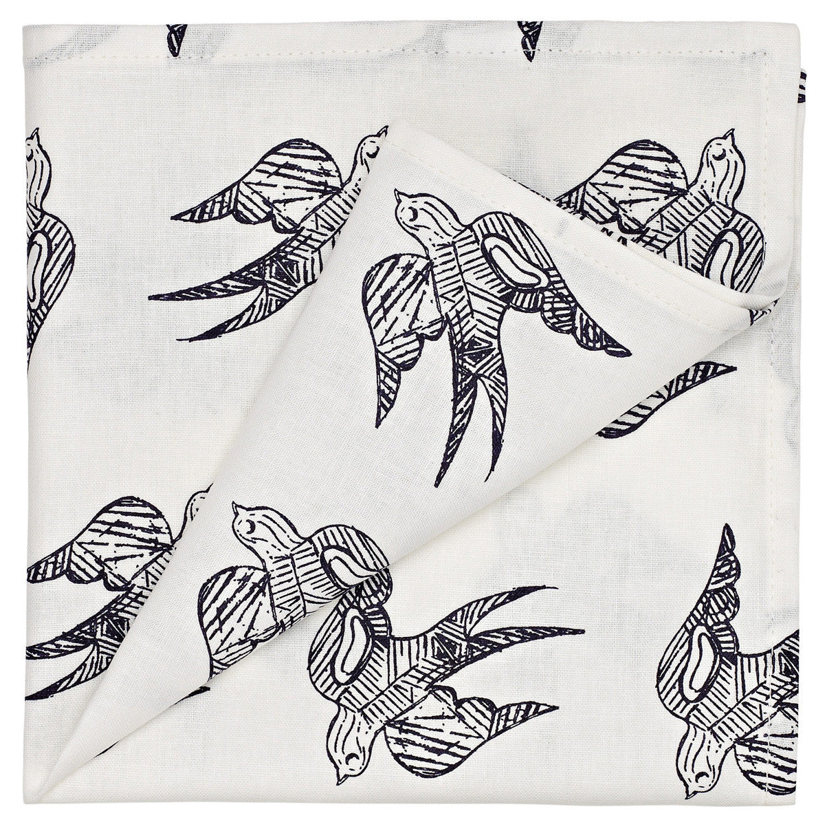 Katia Swallow Pattern Linen Napkin in Dark Aubergine Purple