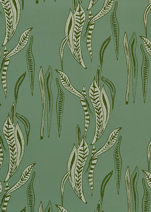 Kelp pattern home interior fabric for curtains, blinds and upholstery in Sea Foam and Olive Green ships from Canada to USA cotton linen