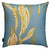 Kelp seaweed pattern decorative throw pillow in pale Winter blue and mustard yellow ships from canada worldwide including the USA