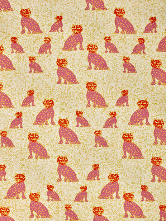 Graphic Leopard Pattern Printed Linen Cotton Canvas Home Decor Fabric by meter or yard for curtains, blinds, upholstery in Coral Pink, Pumpkin Orange & Yellow ships from Canada (USA)