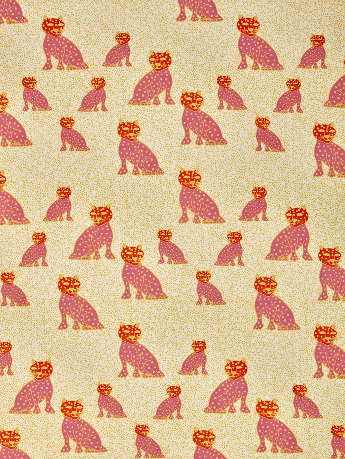 Graphic Leopard Pattern Printed Linen Cotton Canvas Home Decor Fabric by meter or yard for curtains, blinds, upholstery in Coral Pink, Pumpkin Orange & Yellow ships from Canada (USA)