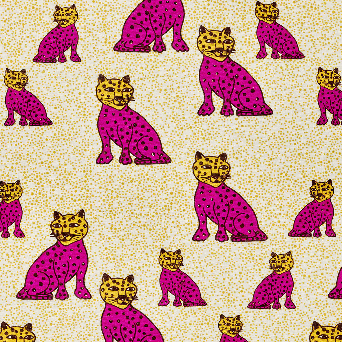 Graphic Leopard Pattern Printed Linen Cotton Canvas Designer Home Decor Fabric by the meter or by the yard for curtains, blinds, upholstery in Fuchsia Pink & Mustard Yellow ships from Canada (USA)
