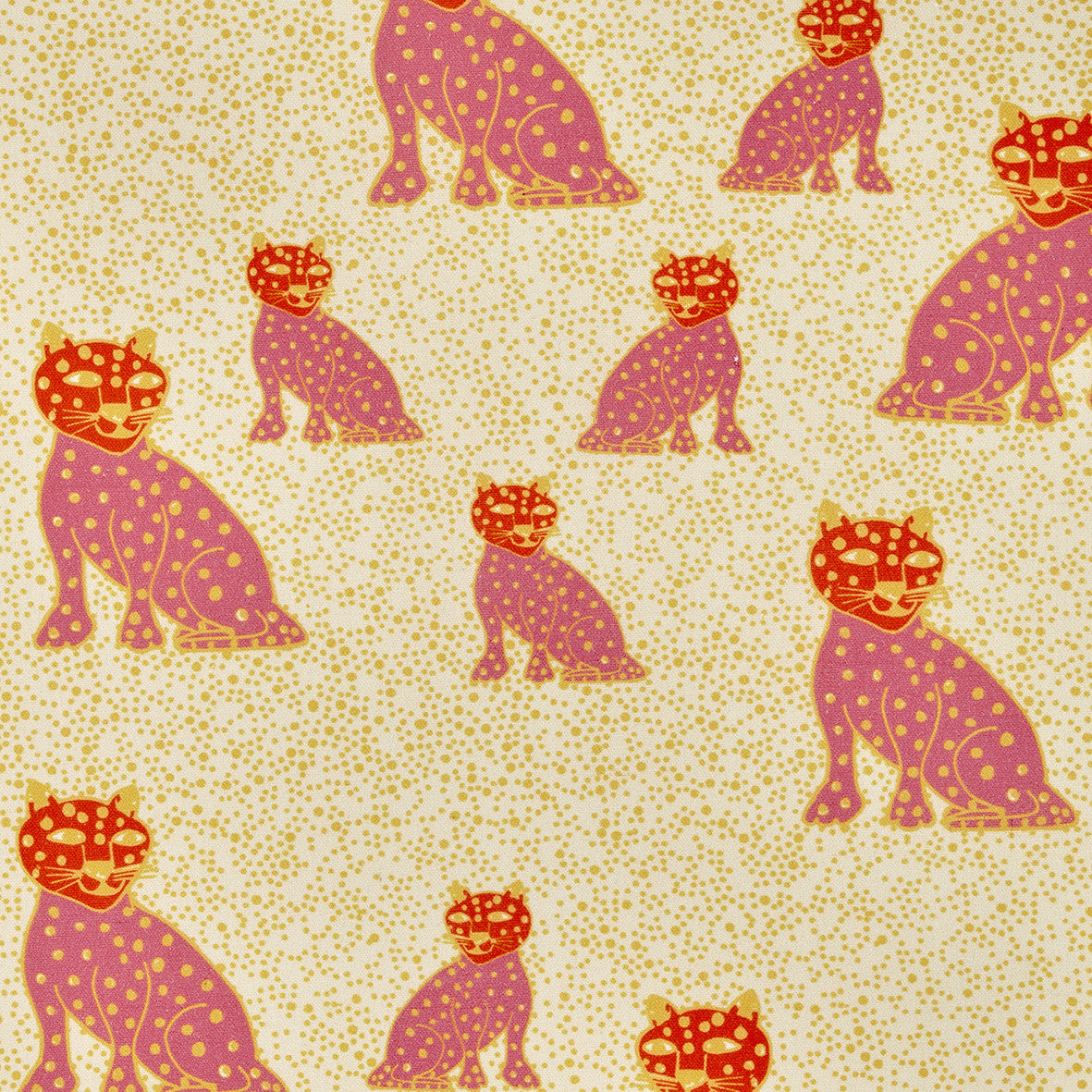 Graphic Leopard Pattern Printed Linen Cotton Canvas Home Decor Fabric by meter or yard for curtains, blinds, upholstery in Coral Pink, Pumpkin Orange & Yellow ships from Canada (USA)