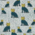 Graphic Leopard Pattern Printed Linen Cotton Canvas Home Decor Fabric by the meter or by the yard for curtains, blinds, upholstery in Petrol Blue and Chartreuse Yellow ships from Canada (USA)