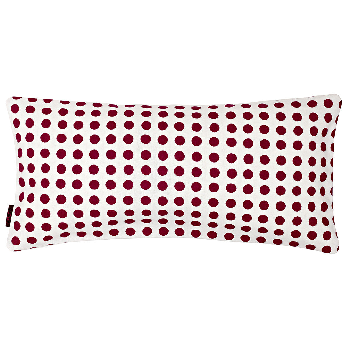 London Polka Dot Pattern Linen Cotton Rectangle Cushion - Vermilion Red 30x60cm