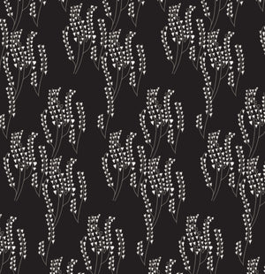Maricopa Floral Pattern Linen Cotton Home Decor Fabric by the yard or by the meter for curtains, blinds or upholstery- Black with grey - ships from Canada worldwide (USA)