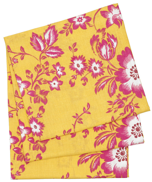 Miles Retro Floral Line Cotton Tablecloth in Lemon Yellow Canada USA