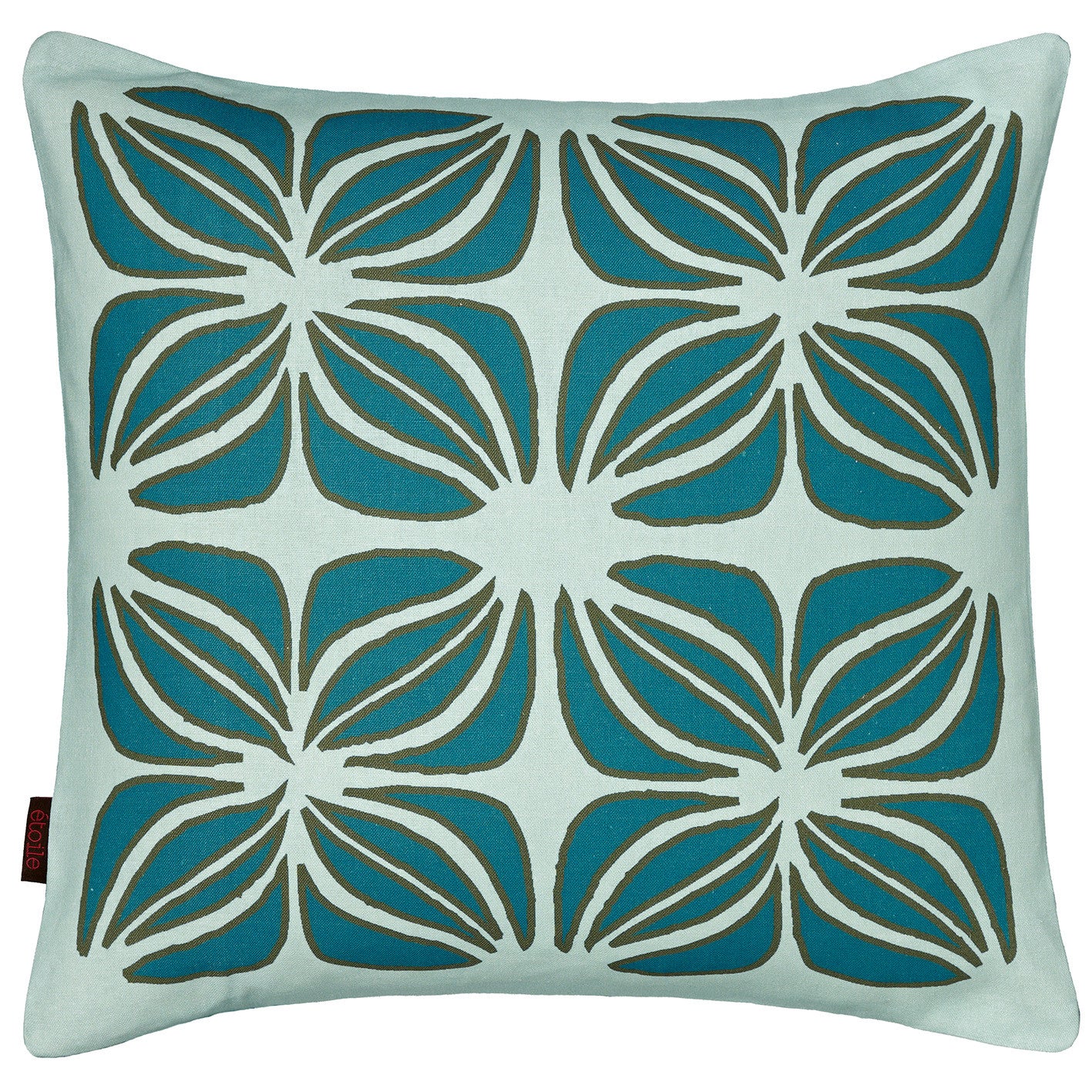 Nina Graphic Pattern Linen Cushion in Light Celeste Blue