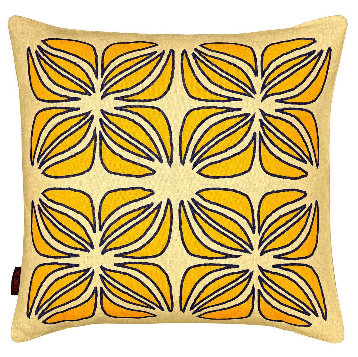 Nina Graphic Pattern Linen Cushion in Light Straw and Maize Yellow 45x45cm