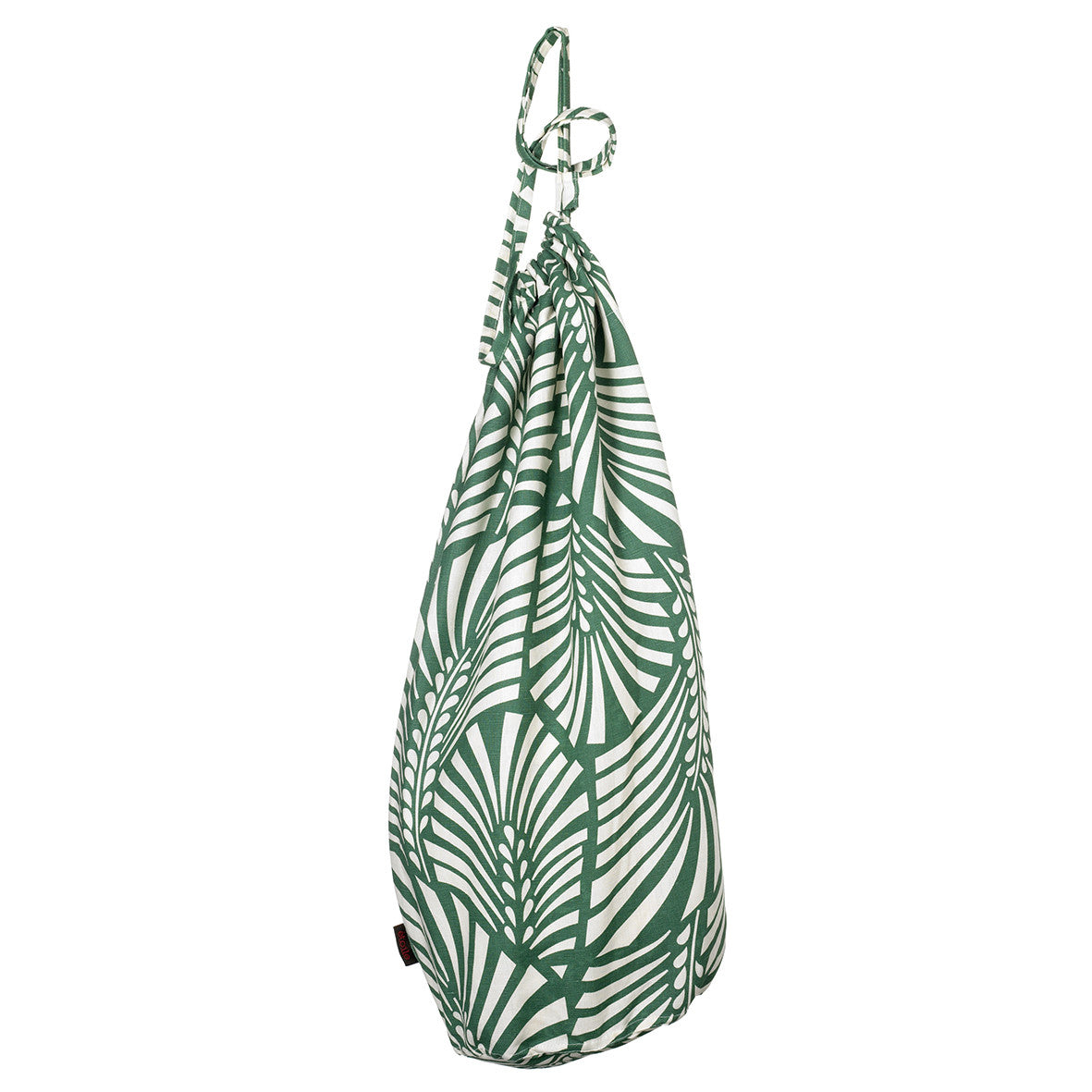 Oscar Palm Leaf Pattern Printed Linen Cotton Drawstring Laundry & Storage Bags in Dark Moss Green Ships from Canada (USA)