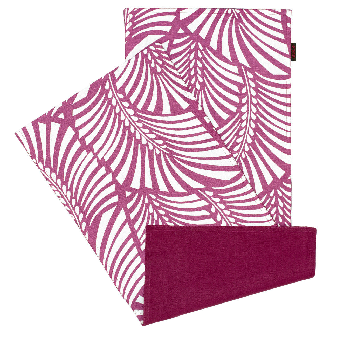 Oscar Graphic Leaf Pattern Reversible Table Runner in Dark Heather Pink