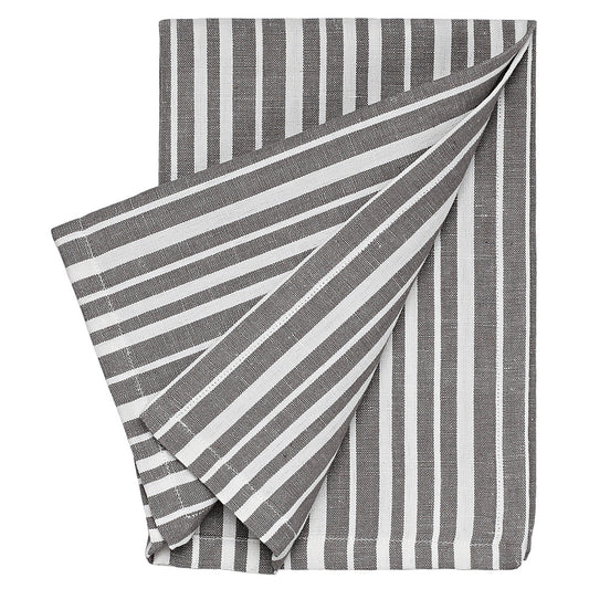 Palermo Ticking Stripe Cotton Linen Napkin in Stone Grey
