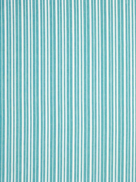 Palermo Ticking Stripe Cotton Linen Home Decor Fabric by the Meter or yard for curtains, blinds, upholstery in Pacific Turquoise Blue ships from Canada (USA)