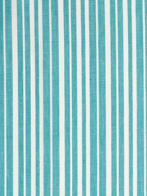 Palermo Ticking Stripe Cotton Linen Home Decor Fabric by the Meter or by the yard in Pacific Turquoise Blue for curtains, blinds or upholstery ships from Canada