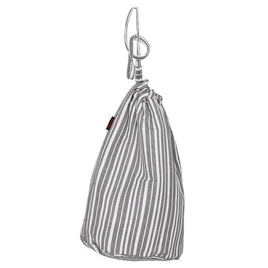 Palermo Ticking Yarn Dyed Stripe Cotton Linen Drawstring Laundry or storage bag in Stone Grey Ships from Canada (USA)
