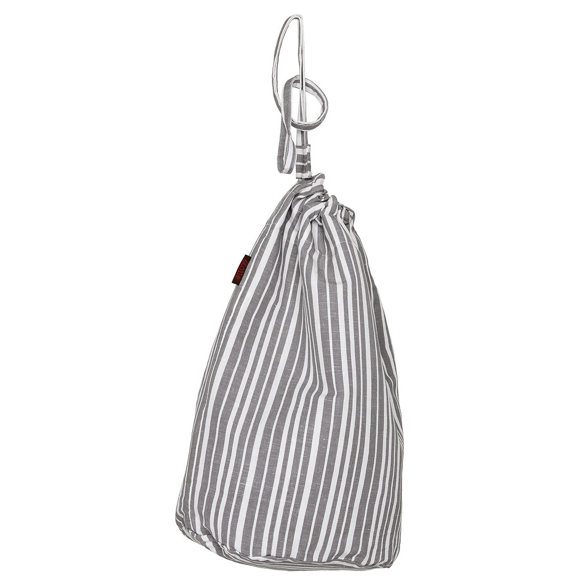 Palermo Ticking Yarn Dyed Stripe Cotton Linen Drawstring Laundry or storage bag in Stone Grey Ships from Canada (USA)