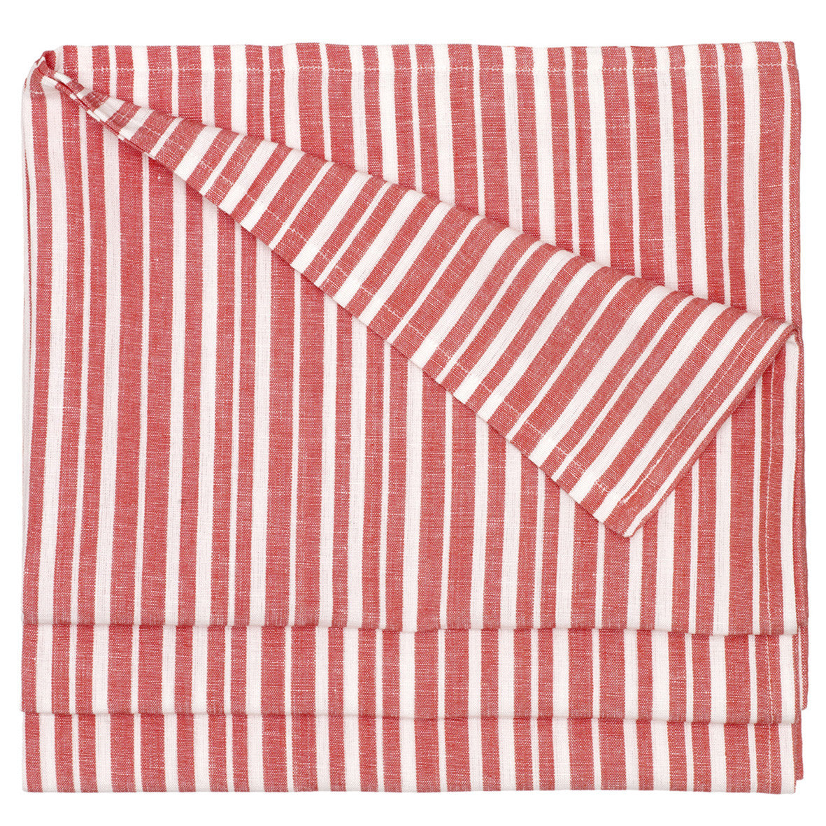 Palermo Ticking Stripe Cotton Linen Tablecloth in Geranium Red Canada usa
