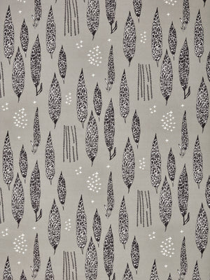 Graphic Rosemary Sprig Pattern Printed Linen Cotton Canvas Home Decor Home Decor Fabric in Light Dove Grey and Black for curtain, blinds or upholstery ships from Canada (USA)