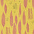 Graphic Rosemary Sprig Pattern Printed Linen Cotton Canvas Fabric in Bright Mustard Yellow and Coral Pink