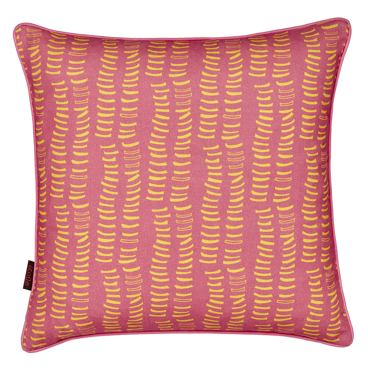 Graphic Rib Pattern Linen Union Printed Decorative Throw Pillow in Coral Pink and Mustard Yellow 45x45cm (18x18")