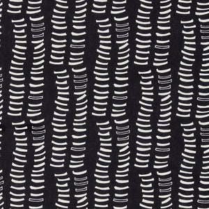 Graphic Adam's Rib Pattern Screen Printed Linen Cotton Canvas Fabric in Black and White