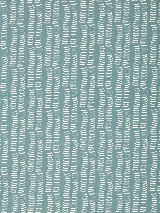 Graphic Adam's Rib Pattern Screen Printed Linen Cotton Canvas Fabric in Light Chambray Blue and White